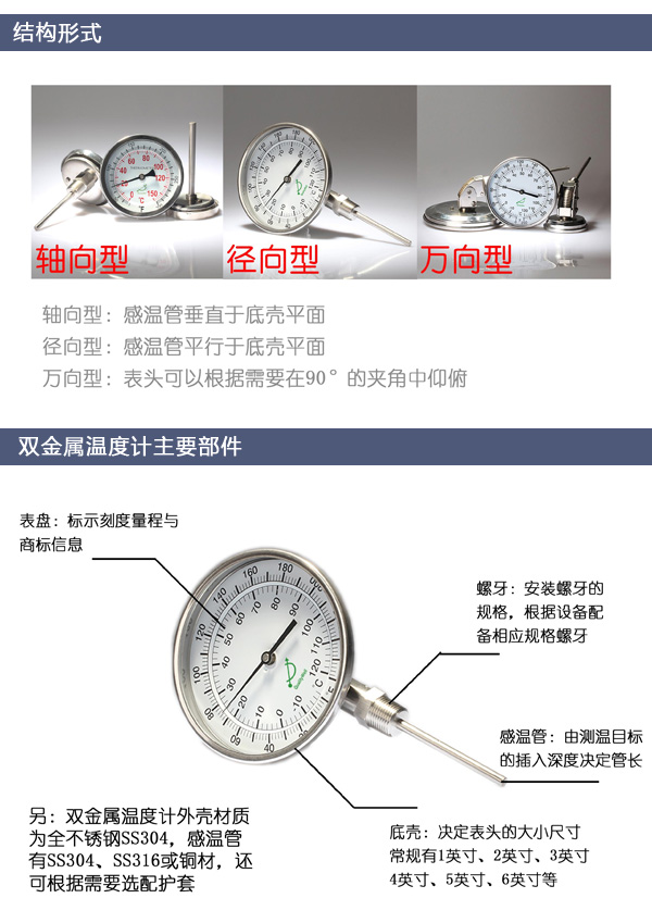 雙金屬溫度計結(jié)構(gòu)形式
