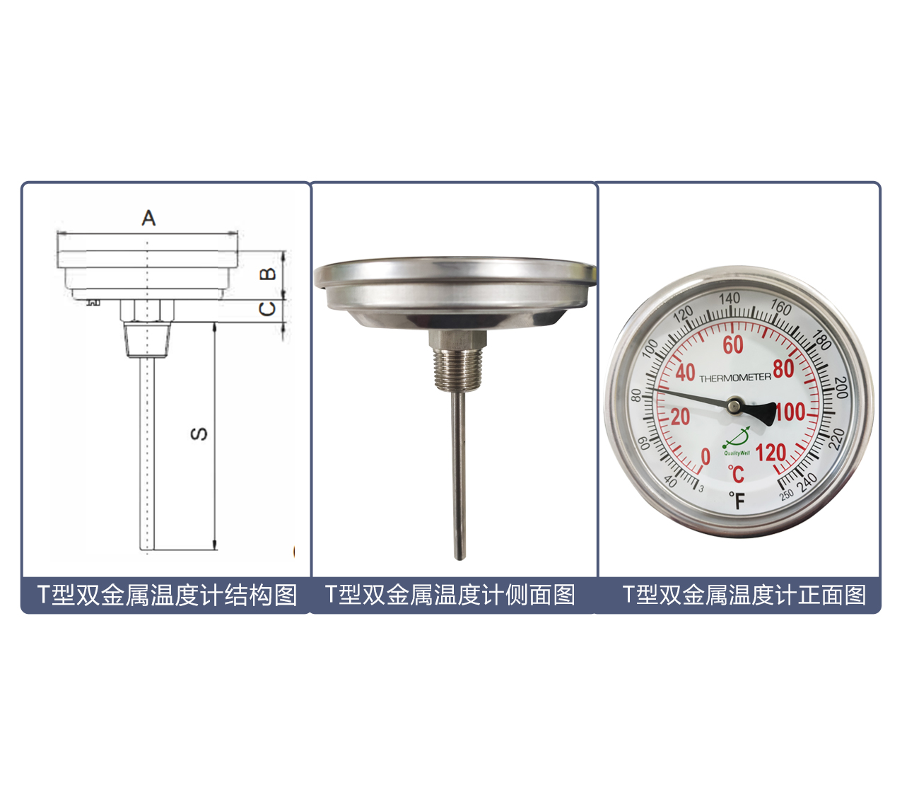 T型雙金屬溫度計 T型雙金屬溫度計