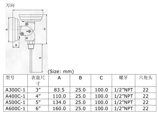 萬向型雙金屬溫度計結(jié)構(gòu)圖介紹 萬向型雙金屬溫度計結(jié)構(gòu)圖介紹